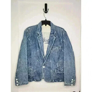 Size Medium Large Vtg Gasoline Denim Blazer Jacket Abstract Floral